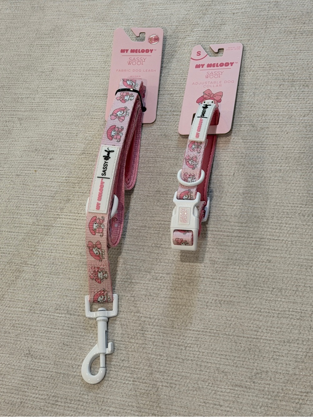 Sassy Woof Sanrio My Melody Dog Collar and Leash Set - Sz S